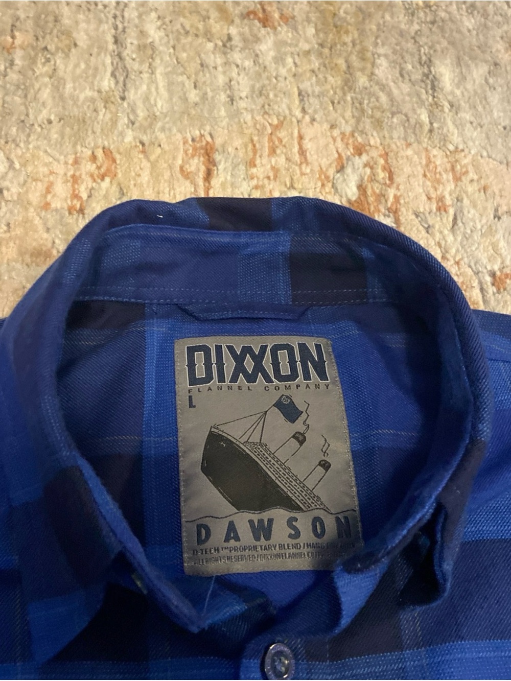 Dixxon Dawson Men's Plaid Flannel Button-Up Shirt Blue Black Long Sleeve L - Picture 2 of 13